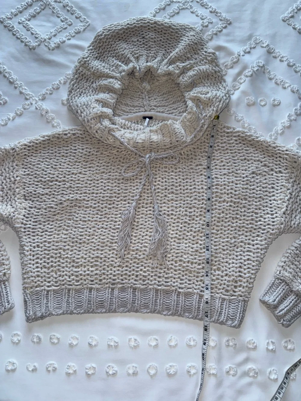 Free People Cream Knit Cowl Sweater with Tassel Tie - Picture 5 of 10
